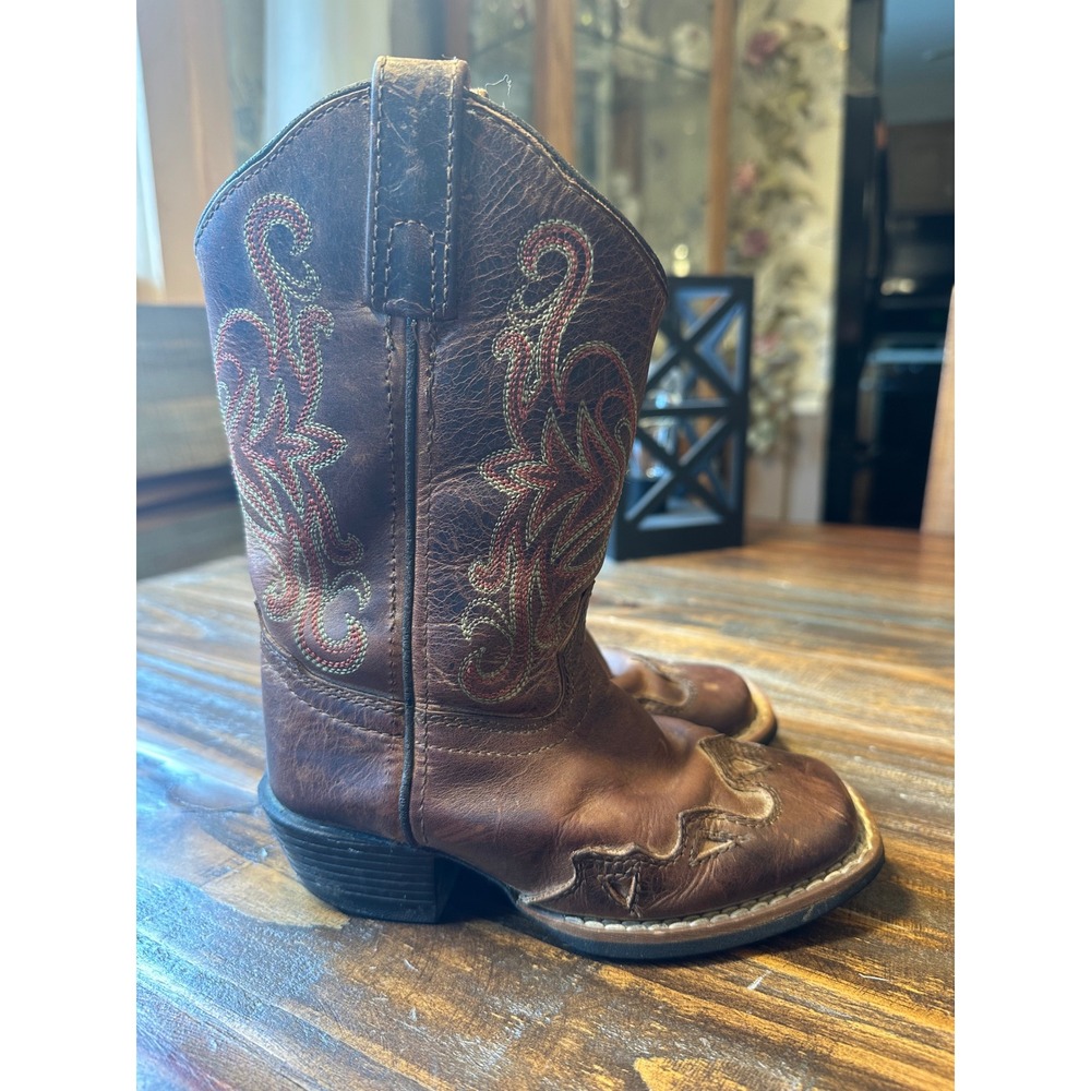 Smoky Mountain Boots Kids Brown Leather Cowboy Boots 3446C Size 10D Square Toe